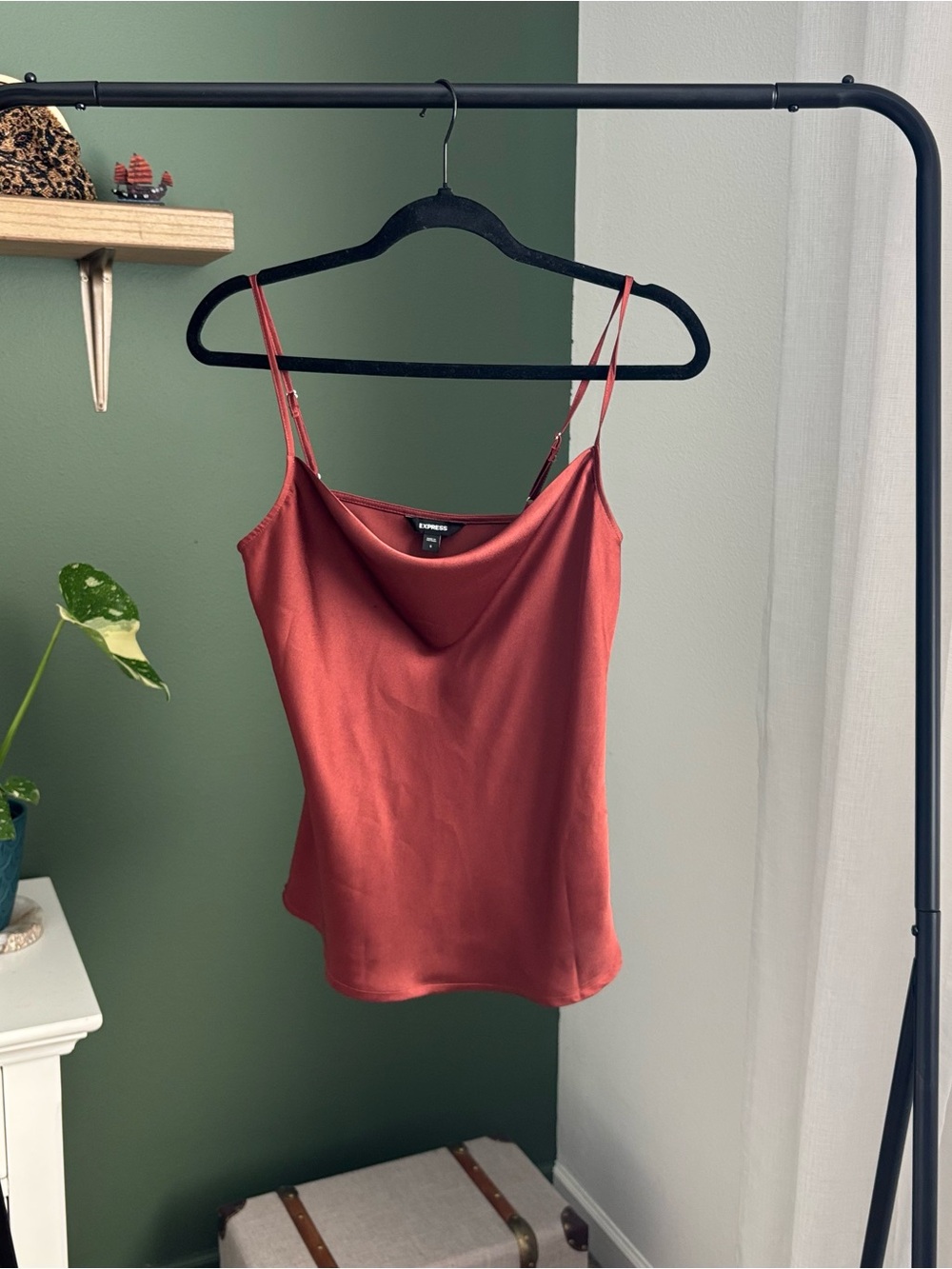 Express Rust Satin Cowl Cami